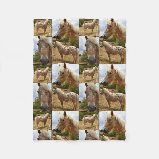Appaloosa Horses Photo Collage, Small Fleece Blanket (Front)