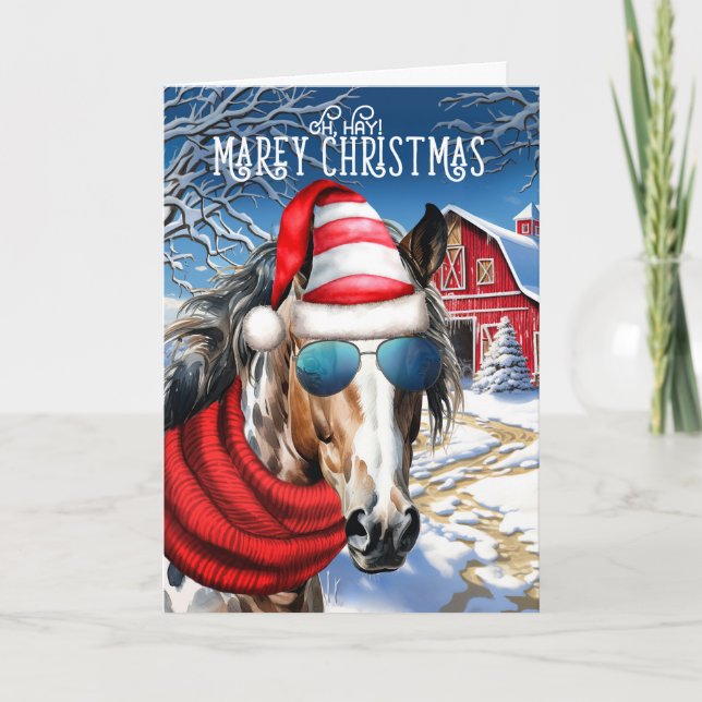 Appaloosa Leopard Horse Funny MAREy Christmas Holiday Card (Front)