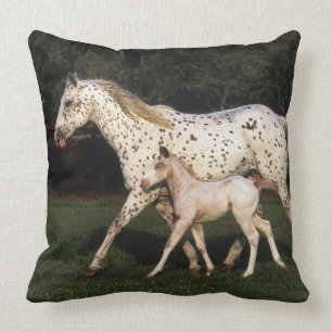 Appaloosa Mare And Foal in Field Cushion