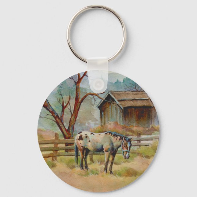APPALOOSA & OLD BARN  by SHARON SHARPE Key Ring (Front)