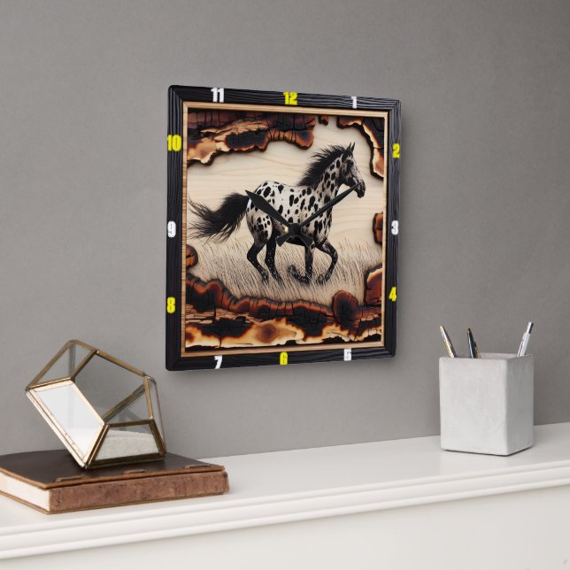 Appaloosa Prairie: Art, Time, Style, Spirit Square Wall Clock (Office)