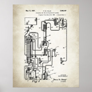 Apparatus for the distillation of alcohol patent Poster