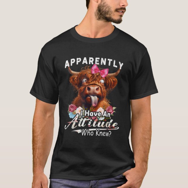 Apparently I Have An Attitude funny highland cow m T-Shirt (Front)