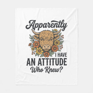 Apparently I Have an Attitude Highland Cow Shirt_1 Fleece Blanket
