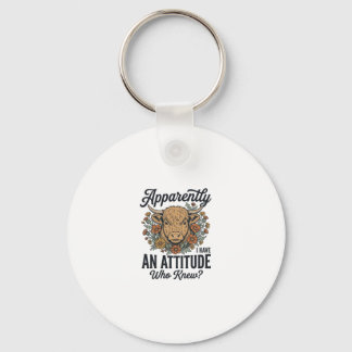 Apparently I Have an Attitude Highland Cow Shirt_1 Key Ring