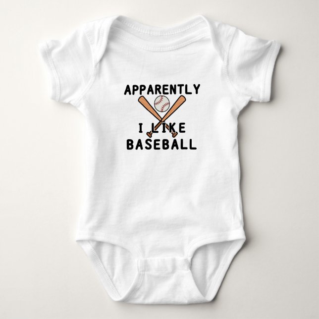 Apparently I Like Baseball | Baseball Player Baby Bodysuit (Front)