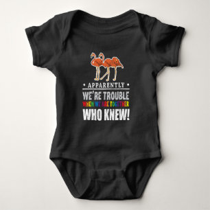 Apparently We're Trouble Flamingo Zoo Animal Baby Bodysuit