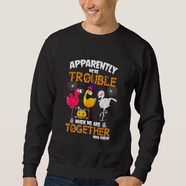 Apparently Were Trouble When We Together Flamingo  Sweatshirt (Front)