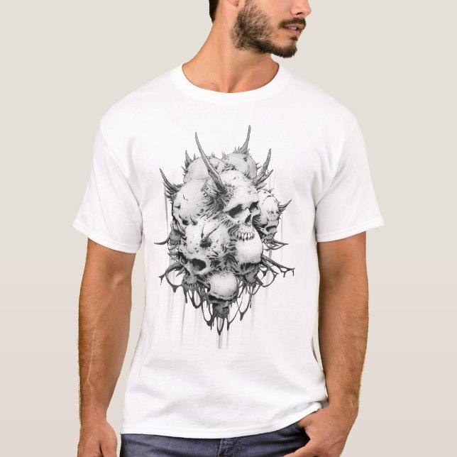 Apparition of Death Fused Demon Skulls Light T-Shirt (Front)