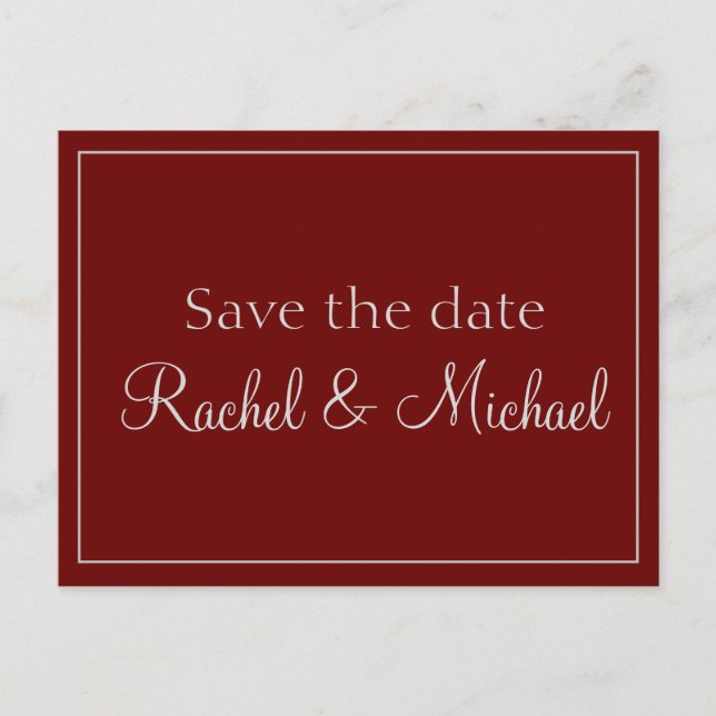 Appealing Red and Grey Save the Date Announcement Postcard (Front)
