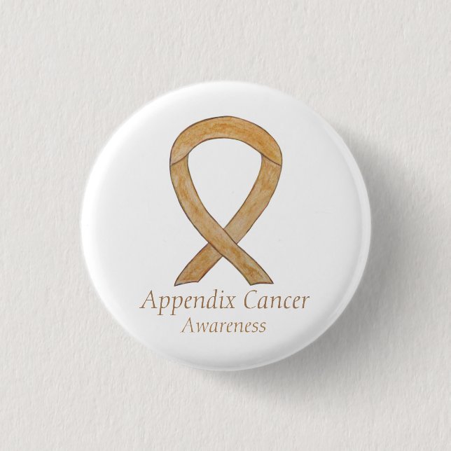 Appendix Cancer Amber Awareness Ribbon Button Pin (Front)