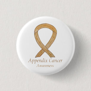 Appendix Cancer Amber Awareness Ribbon Button Pin