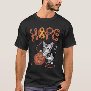 Appendix Cancer Awareness Orange Ribbon Cute Cat L T-Shirt