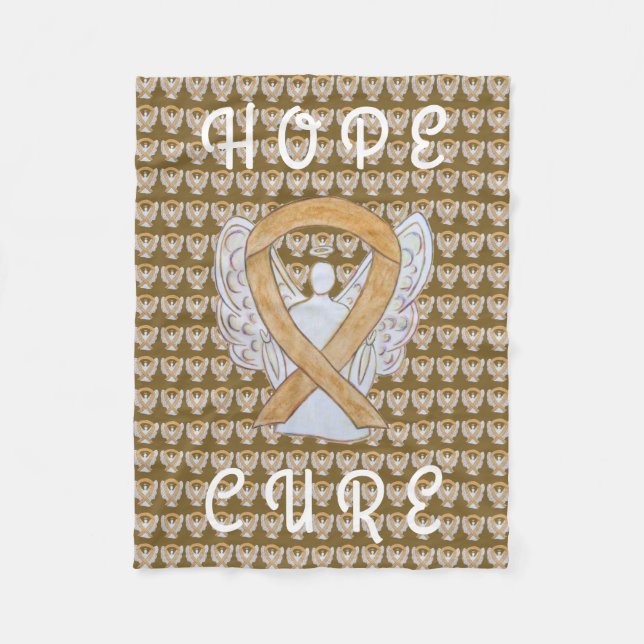 Appendix Cancer Awareness Ribbon Fleece Blankets (Front)