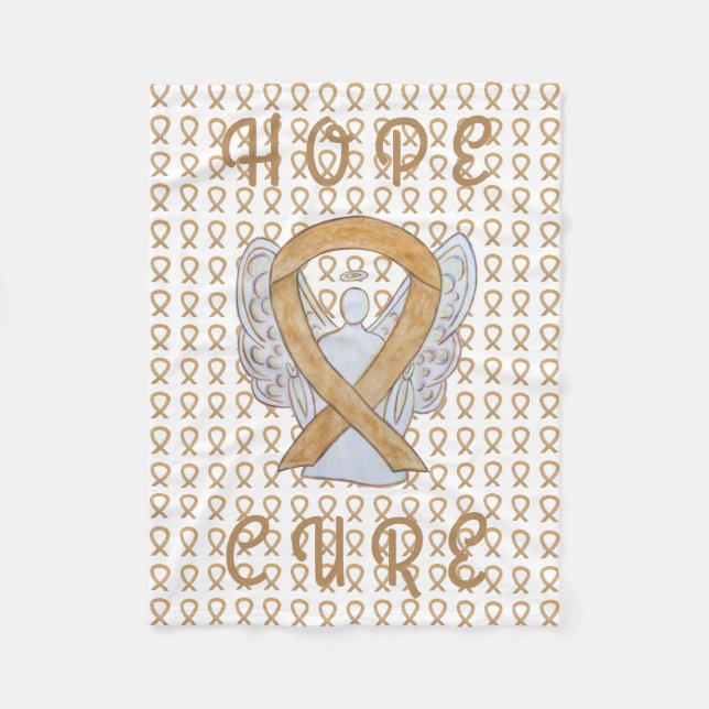 Appendix Cancer Awareness Ribbon Fleece Blankets (Front)