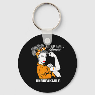 Appendix Cancer Awareness Unbeakable Warrior Shirt Key Ring