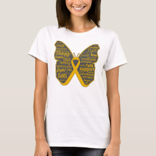 Appendix Cancer Butterfly Collage of Words T-Shirt