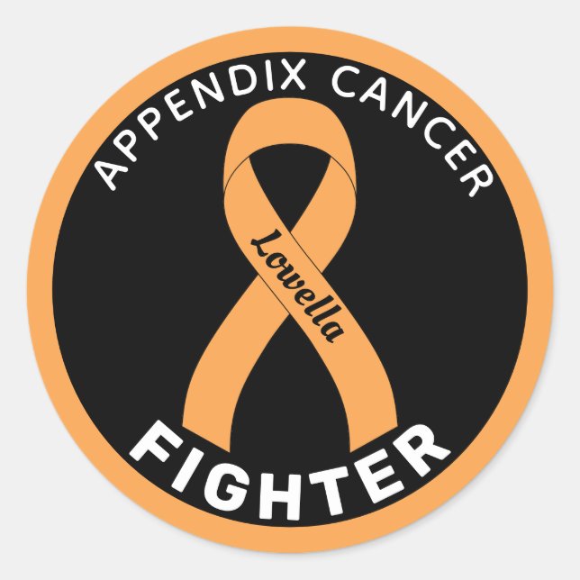 Appendix Cancer Fighter Ribbon Black Round Sticker (Front)