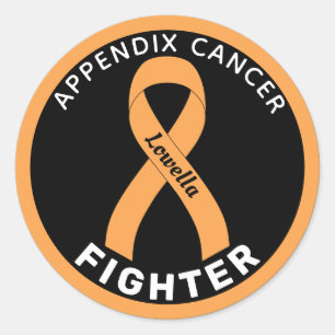 Appendix Cancer Fighter Ribbon Black Round Sticker