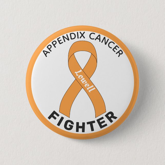 Appendix Cancer Fighter Ribbon White Button (Front)