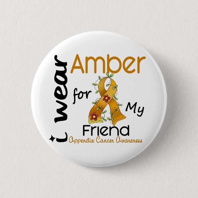 Appendix Cancer I Wear Amber For My Friend 43 6 Cm Round Badge (Front)