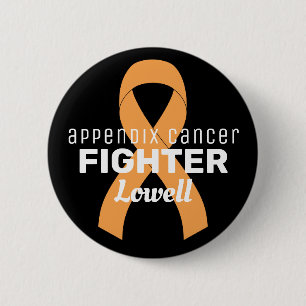 Appendix Cancer Ribbon Black Button