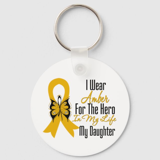 Appendix Cancer Ribbon Hero My Daughter Key Ring (Front)