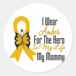 Appendix Cancer Ribbon Hero My Mummy Classic Round Sticker
