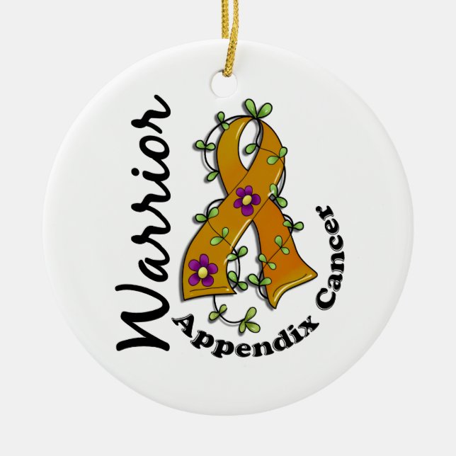 Appendix Cancer Warrior 15 Ceramic Tree Decoration (Front)