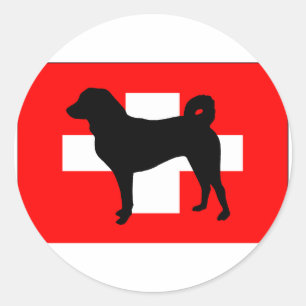 Appenzeller Sennenhund silo switzerland flag.png Classic Round Sticker