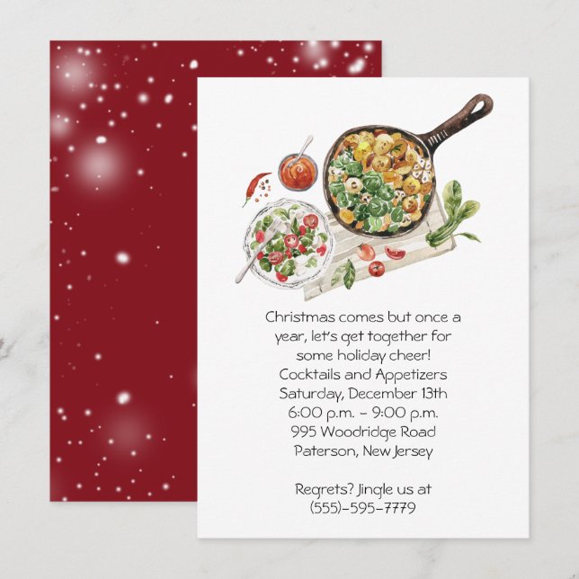 Appetising Food Christmas Party Invitation (Front/Back)
