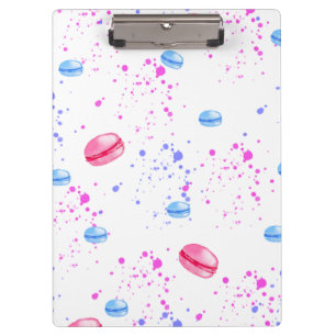 Appetising macarons in watercolor splatters clipboard