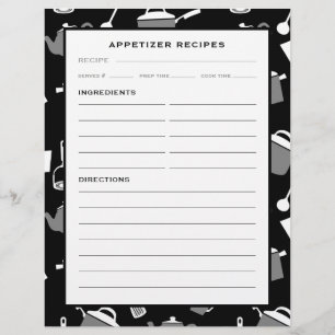 Appetizer Recipe Page   Black & White Kitchen