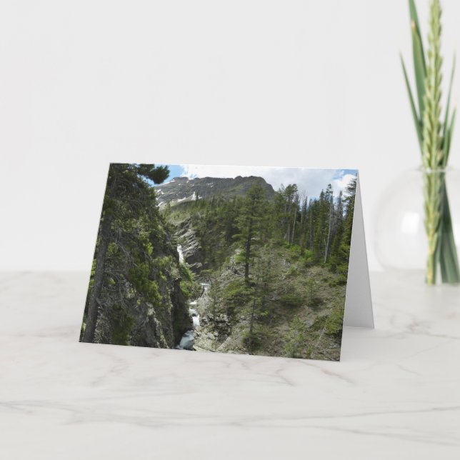 Appistoki Falls and Peak at Glacier National Park Card (Front)