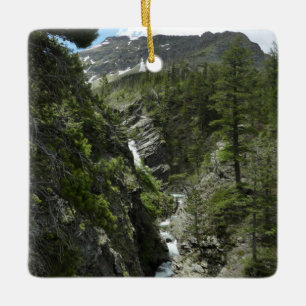 Appistoki Falls and Peak at Glacier National Park Ceramic Ornament