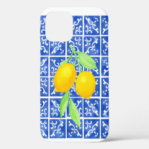 Apple 12 Phone Case, Summer Lemons + Italian Tile iPhone 12 Case