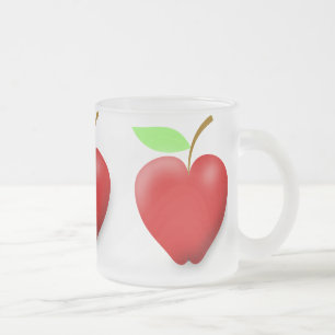 apple-148455 RED HEART SHAPED APPLE VECTOR FRUIT H Frosted Glass Coffee Mug