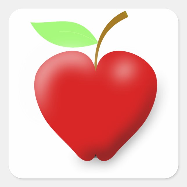 apple-148455 RED HEART SHAPED APPLE VECTOR FRUIT H Square Sticker (Front)