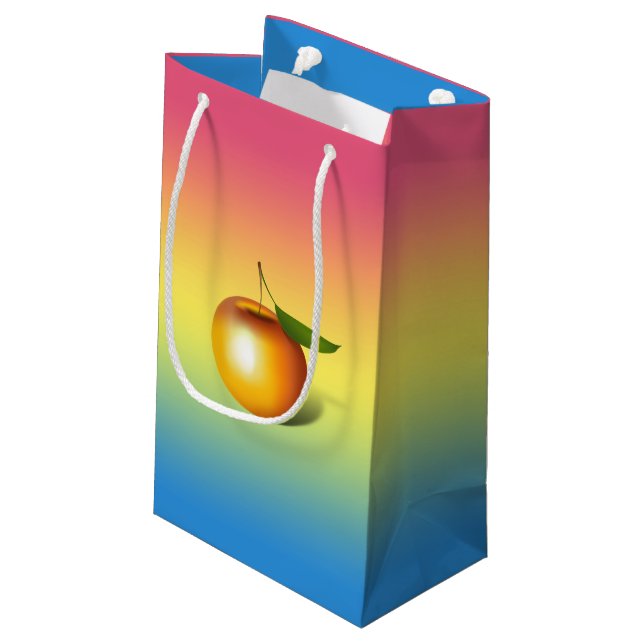 Apple 3-d small gift bag (Back Angled)