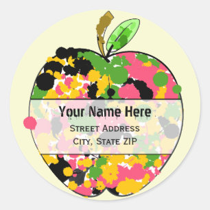 Apple Address Label - Multi Colour Paint Splatter
