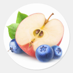 Apple and blueberries classic round sticker
