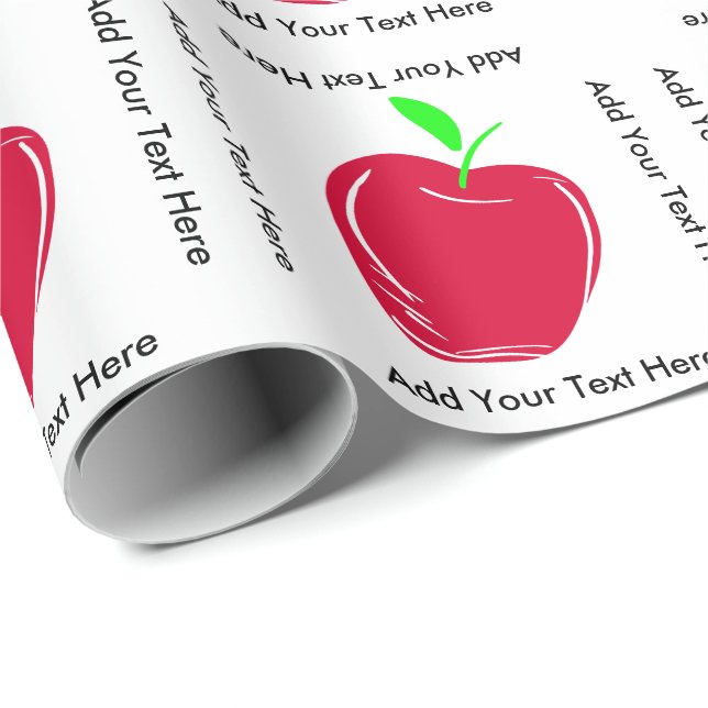 Apple and Custom Text Teachers Birthday Wrapping Paper (Roll Corner)