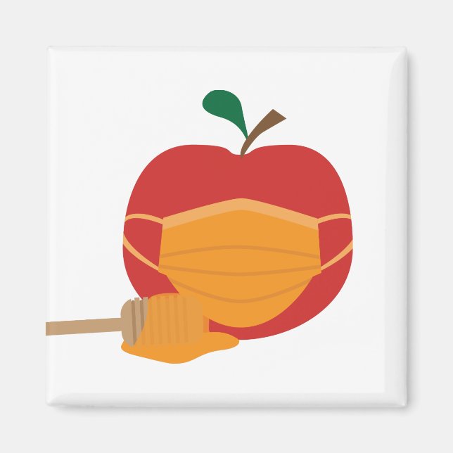 Apple and Honey with Orange Face Mask Magnet (Front)