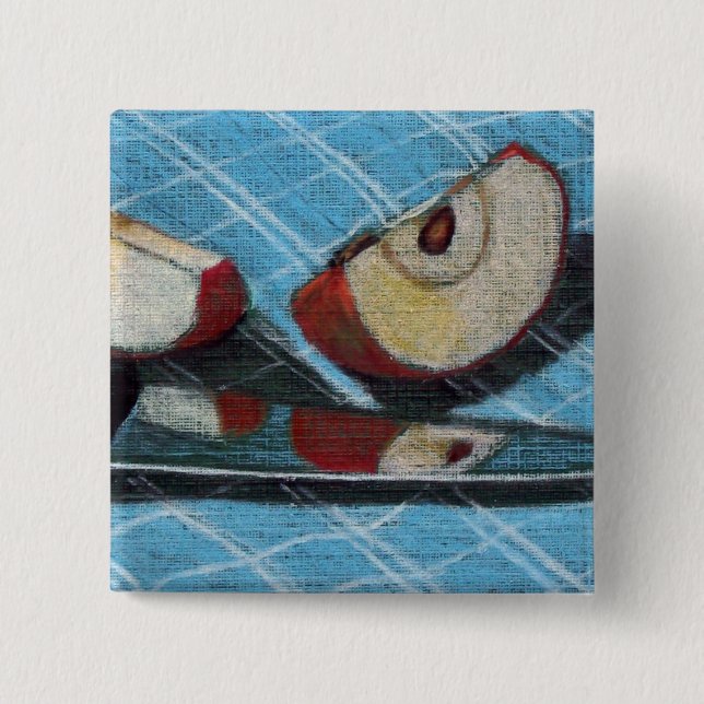 APPLE AND KNIFE ARTWORK 15 CM SQUARE BADGE (Front)