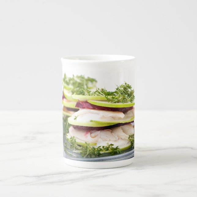 Apple and trout appetizer bone china mug (Front)