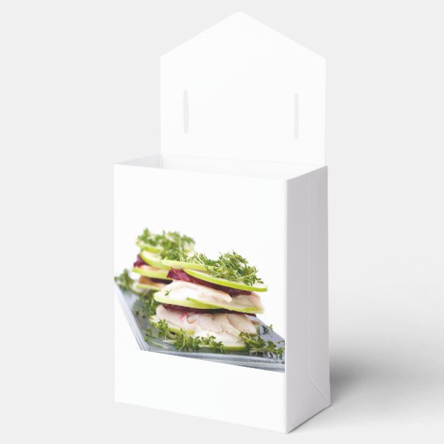 Apple and trout appetizer favour box (Opened)