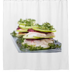 Apple and trout appetizer shower curtain
