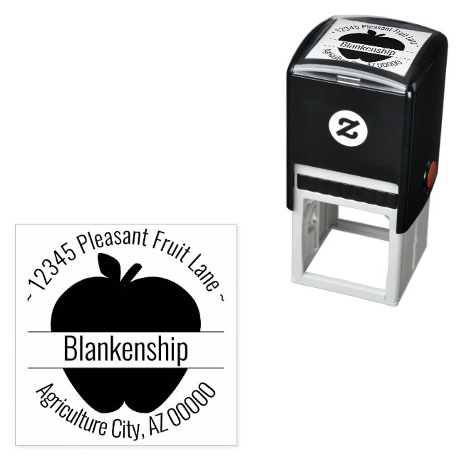 Apple Artwork Round Address Custom Name  Self-inking Stamp (In Situ)