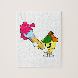 Apple as Painter with Paint brush Jigsaw Puzzle