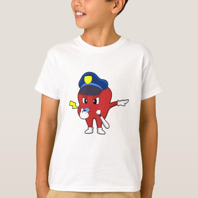 Apple as Police officer with Whistle & Baton T-Shirt (Front)